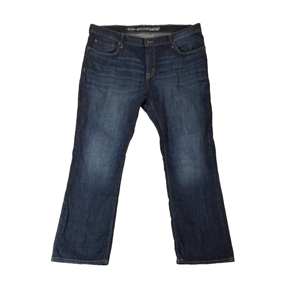 Old Navy Jeans Men 42x32 Blue Famous Jeans Regular Straight Cotton Retro Denim